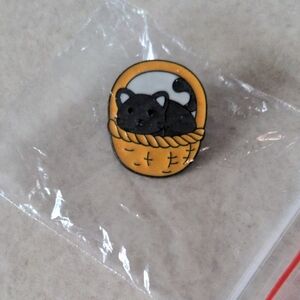 4/$20 Adorable Black Cat Basket Pin